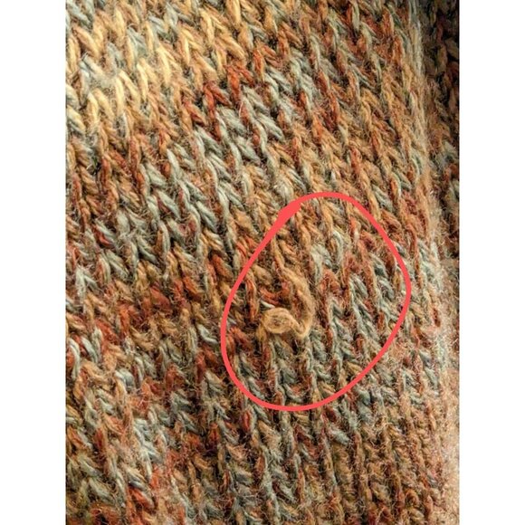 Vintage 90s Hand Knit Sweater Pullover L Brown Nordic Cabin Granola Fair Isle - Picture 5 of 5